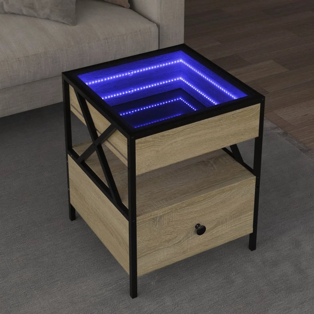 VidaXL Coffee Table 50x50x51 cm Infinity LED Mirror RGB Light for Living Room Decor by vidaXL