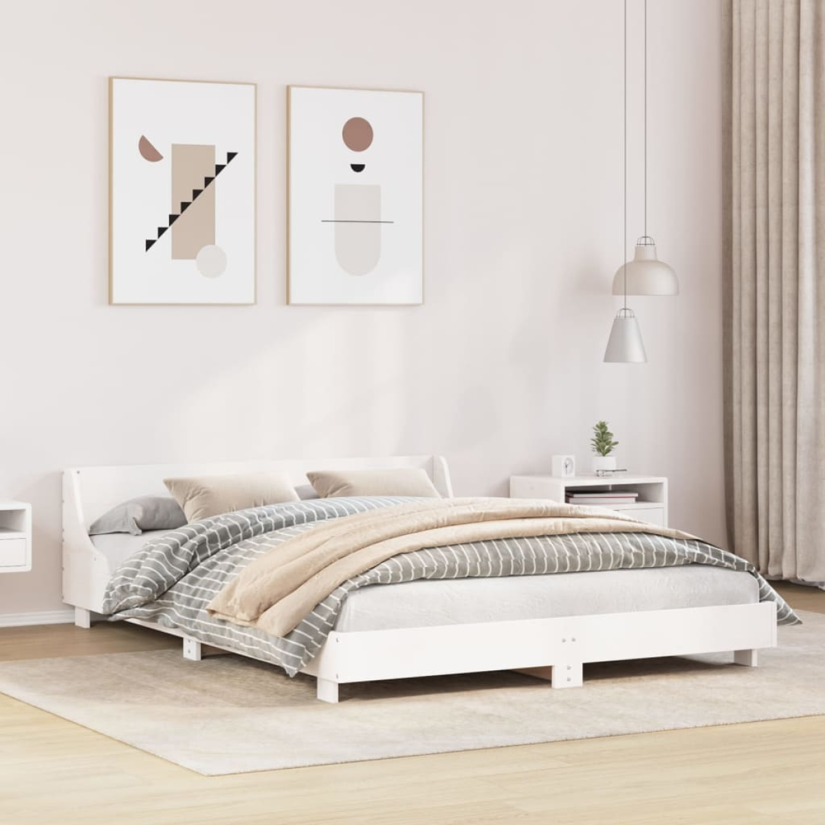 vidaXL Bed Frame without Mattress White 180x200 cm Super King Solid Wood Pine - from vidaXL