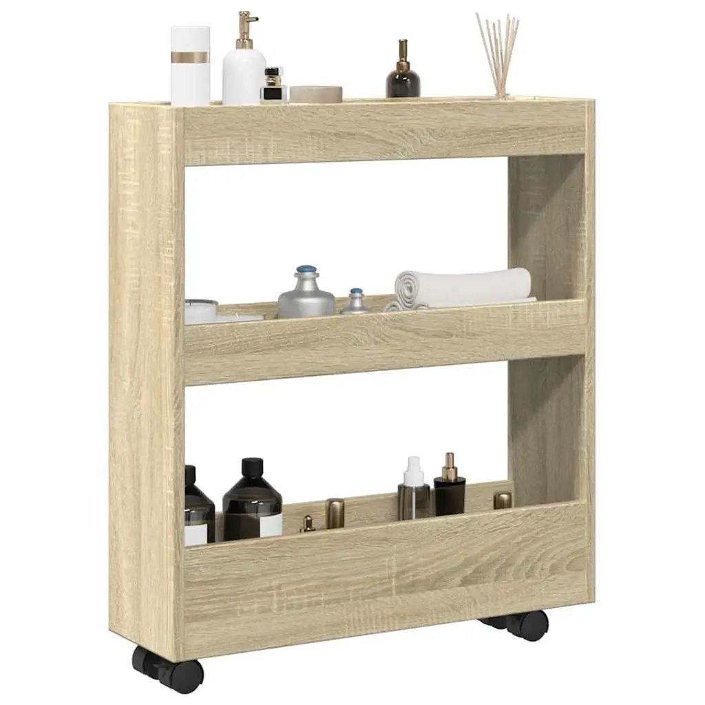 vidaXL Narrow Storage Trolley Black Oak 60 x 18 x 70 cm - from vidaXL
