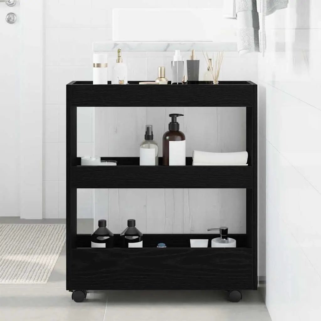 vidaXL Narrow Storage Trolley Black Oak 60 x 18 x 70 cm - from vidaXL