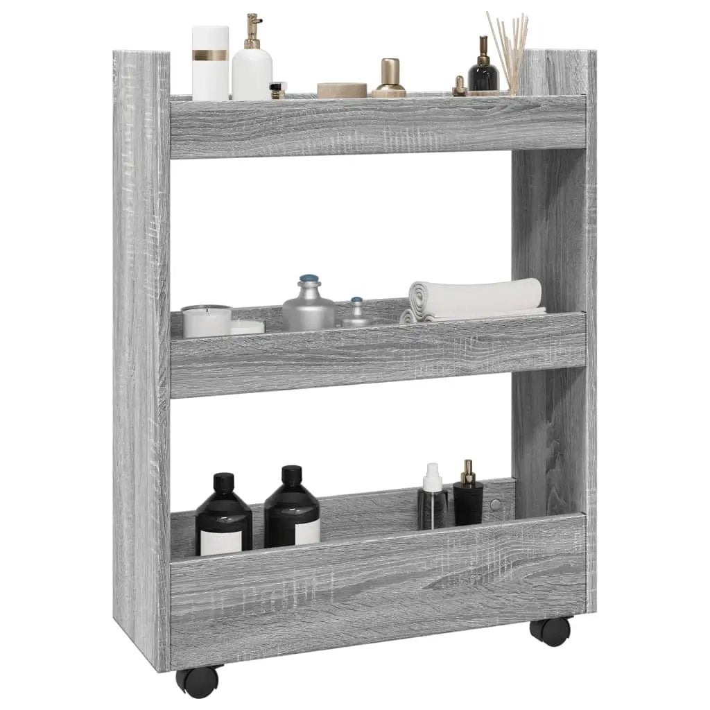 vidaXL Narrow Storage Trolley Black Oak 60 x 22 x 80 cm - from vidaXL