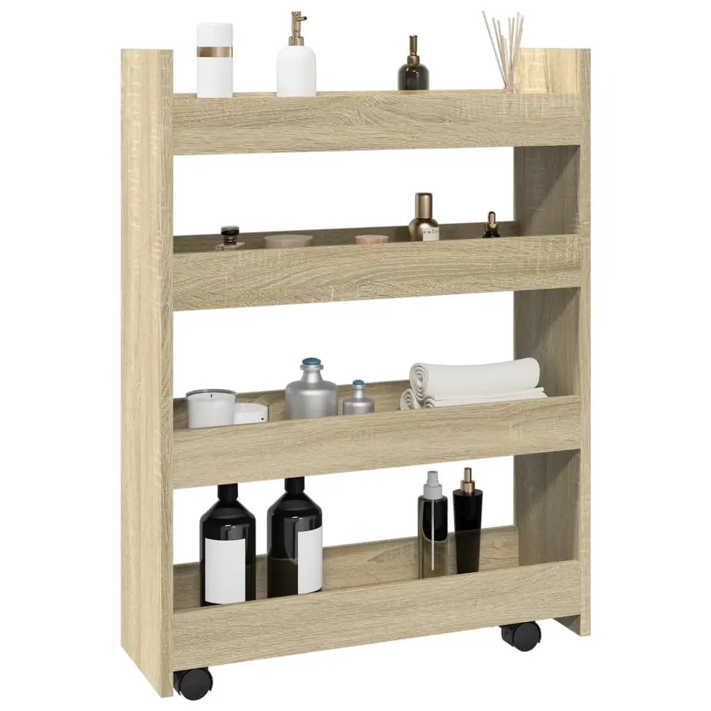 vidaXL Narrow Storage Trolley Black Oak 60 x 20 x 82 cm - from vidaXL