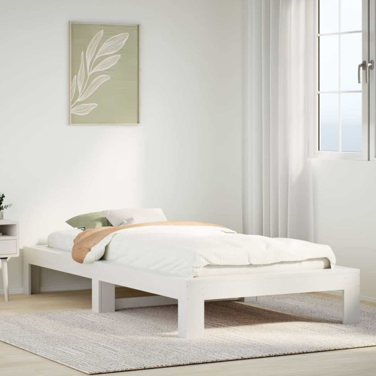 vidaXL Bed Frame | Natural wood colour | Solid pine wood, Plywood slats | Single - from vidaXL