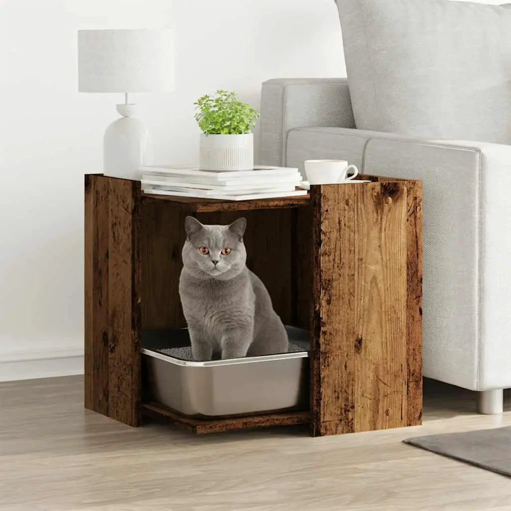vidaXL Cat Litter Box Enclosure Black Oak 42 x 42 x 51 cm - from vidaXL