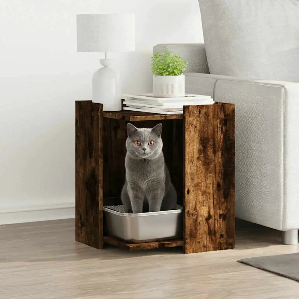 vidaXL Cat Litter Box Enclosure Black Oak 42 x 42 x 51 cm - from vidaXL