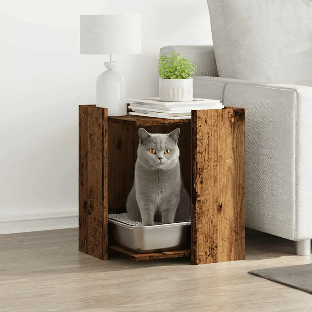 vidaXL Cat Litter Box Enclosure Black Oak 42 x 42 x 51 cm - from vidaXL