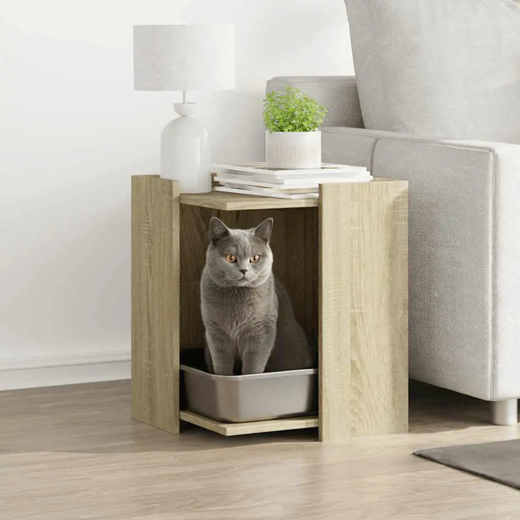 vidaXL Cat Litter Box Enclosure Black Oak 42 x 42 x 51 cm - from vidaXL