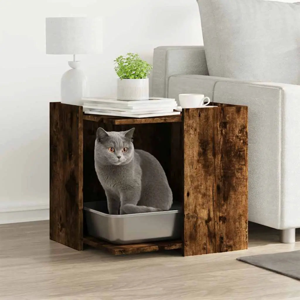 vidaXL Cat Litter Box Enclosure Black Oak 42 x 42 x 51 cm - from vidaXL