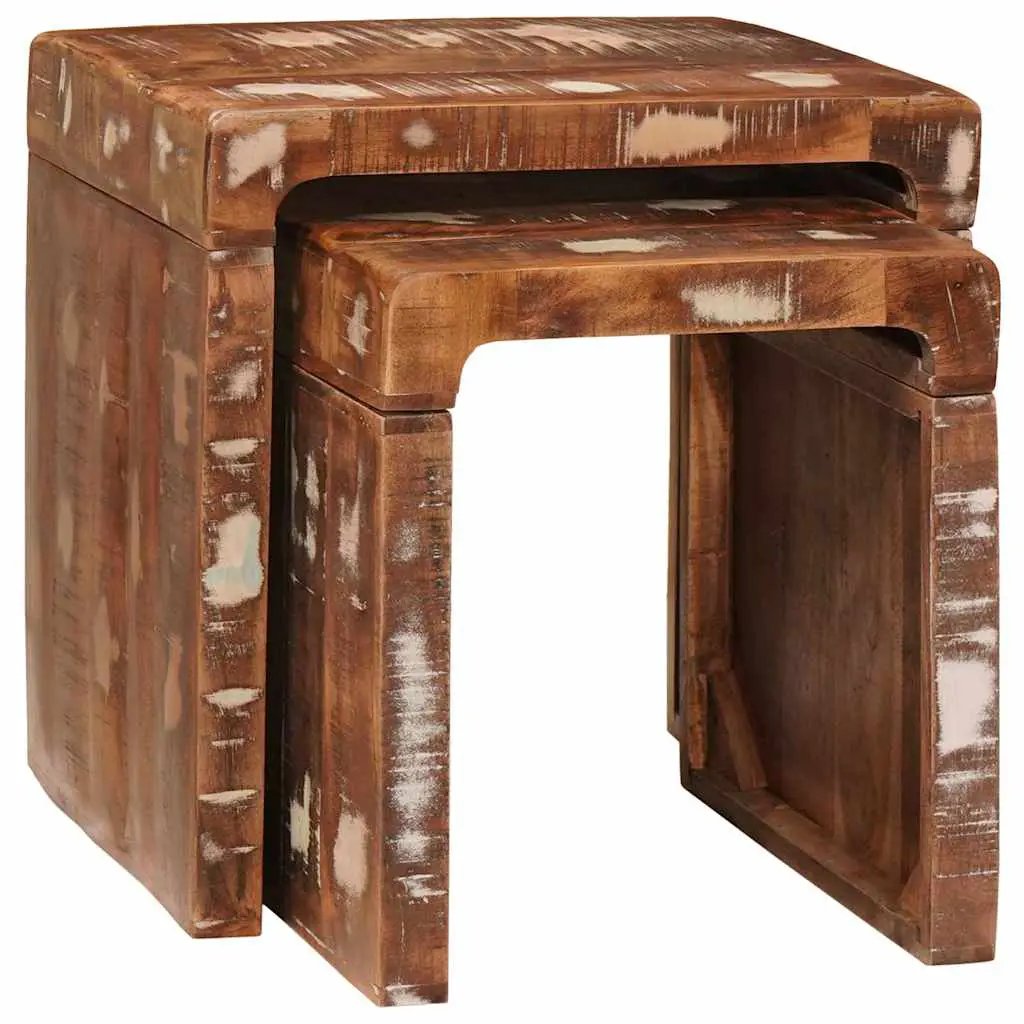 vidaXL vidaXL Nesting Tables 2 pcs Brown 46 x 40 x 46 cm Solid Mango Wood - Nest of Tables