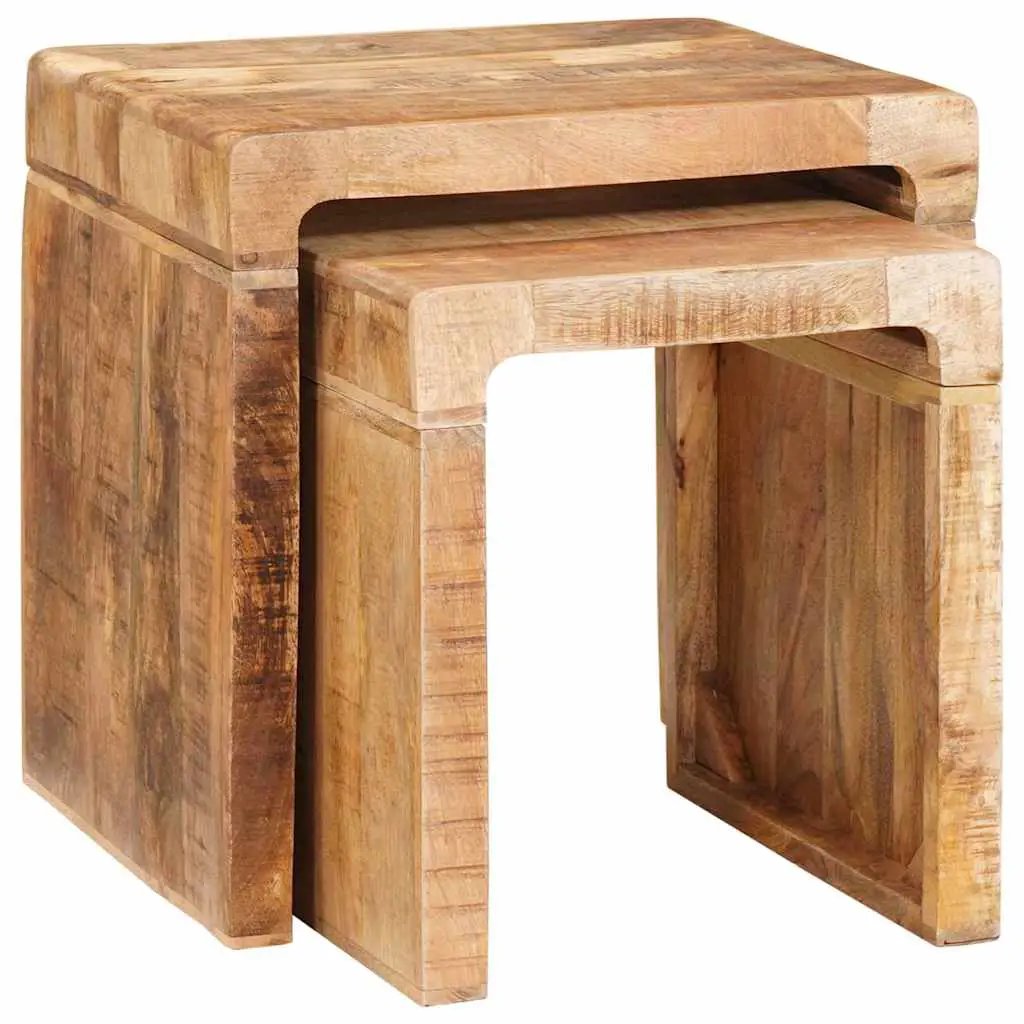 vidaXL vidaXL Nesting Tables 2 pcs Brown 46 x 40 x 46 cm Solid Mango Wood - Nest of Tables