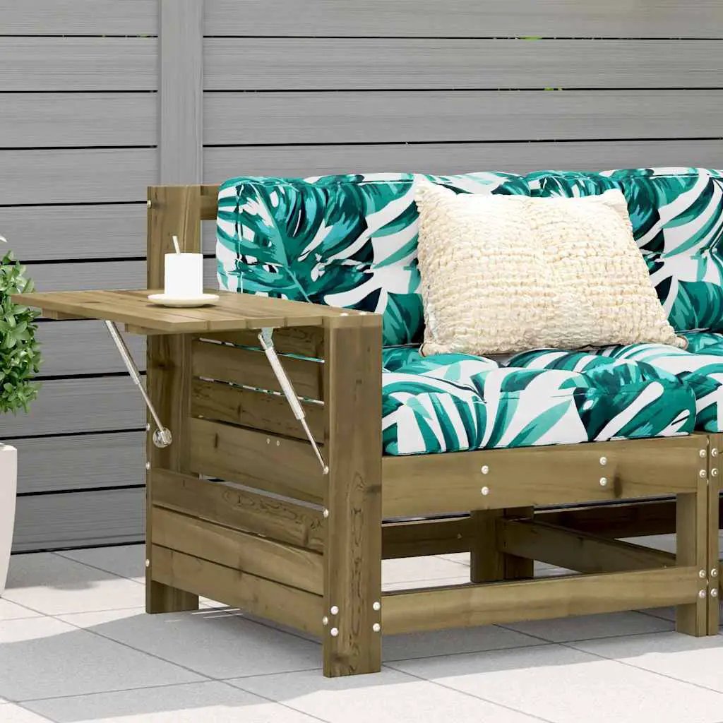 vidaXL vidaXL Garden Armrest Sofa with Cushion Solid Wood Pine - Garden Sofa Sets