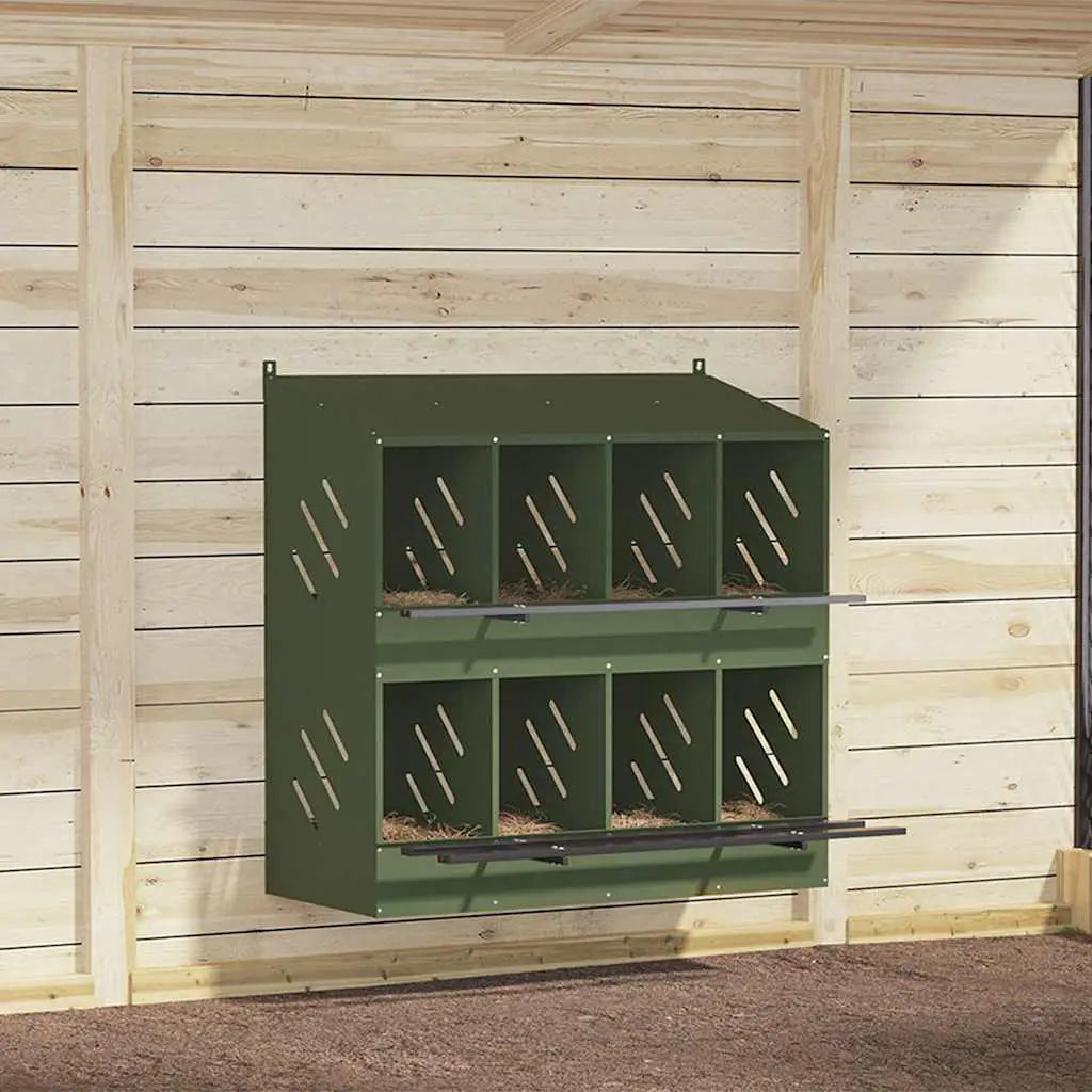 vidaXL Chicken Nesting Box with 4 Compartments Olive Green Metal - from vidaXL