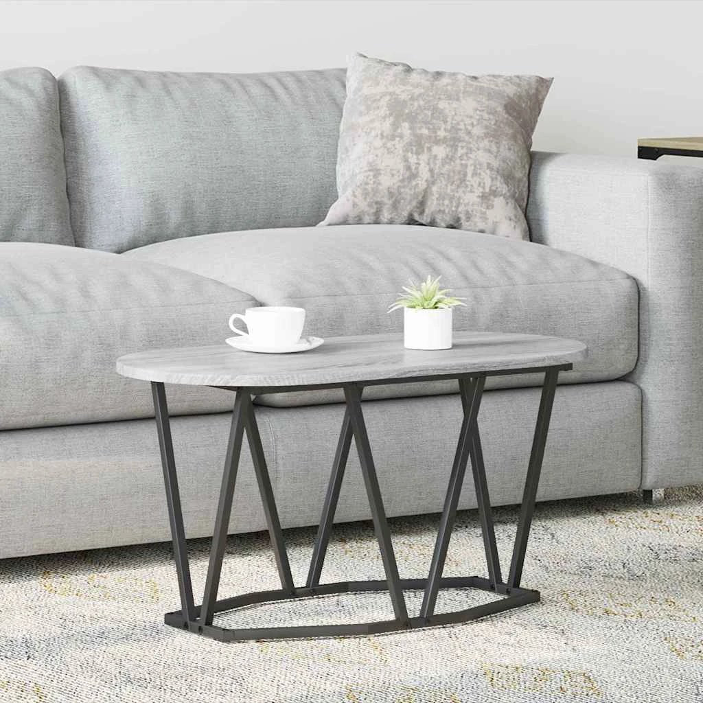vidaXL vidaXL Coffee Table 80x40x40.5 cm Black Oak Finish with Geometric Metal Frame for Modern Living Rooms - Coffee Table