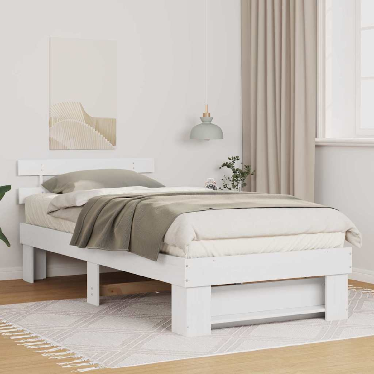 vidaXL Bed Frame with Headboard Brown 160 x 200 cm Solid Pine Wood - from vidaXL