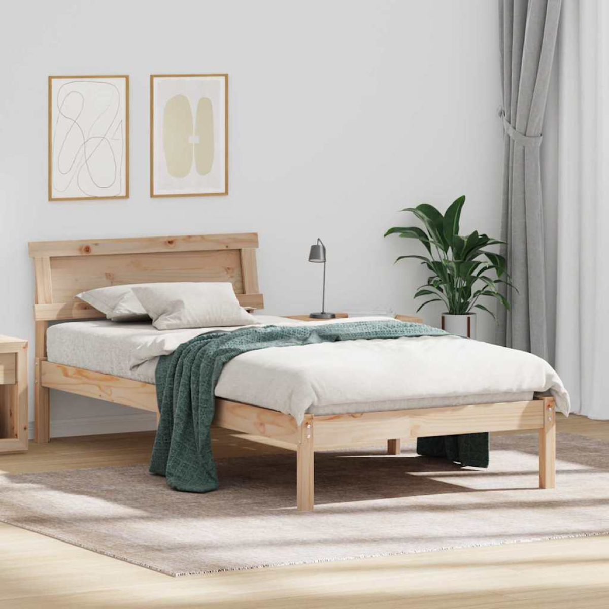 vidaXL Bed Frame with Headboard Brown 180 x 200 cm Solid Pine Wood - from vidaXL