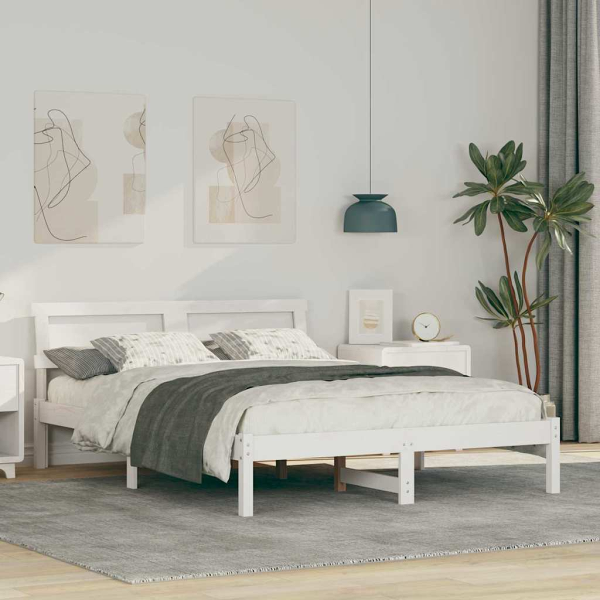 vidaXL Bed Frame with Headboard Brown 180 x 200 cm Solid Pine Wood - from vidaXL