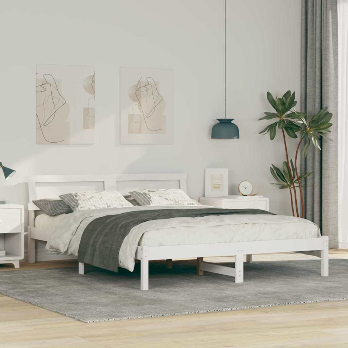 vidaXL Bed Frame with Headboard Brown 180 x 200 cm Solid Pine Wood - from vidaXL