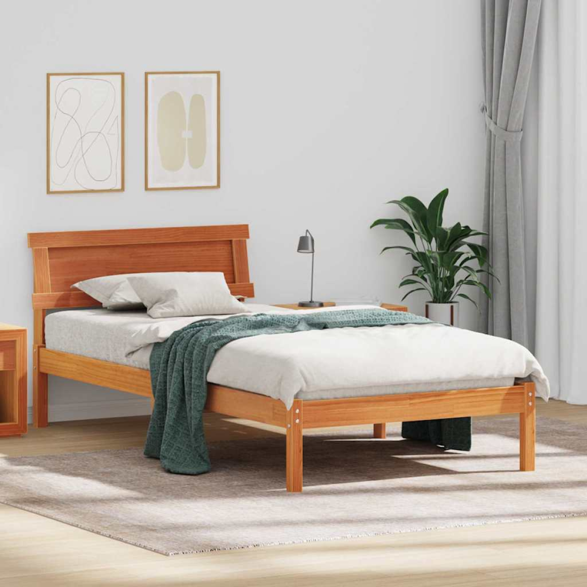 vidaXL Bed Frame with Headboard Brown 180 x 200 cm Solid Pine Wood - from vidaXL
