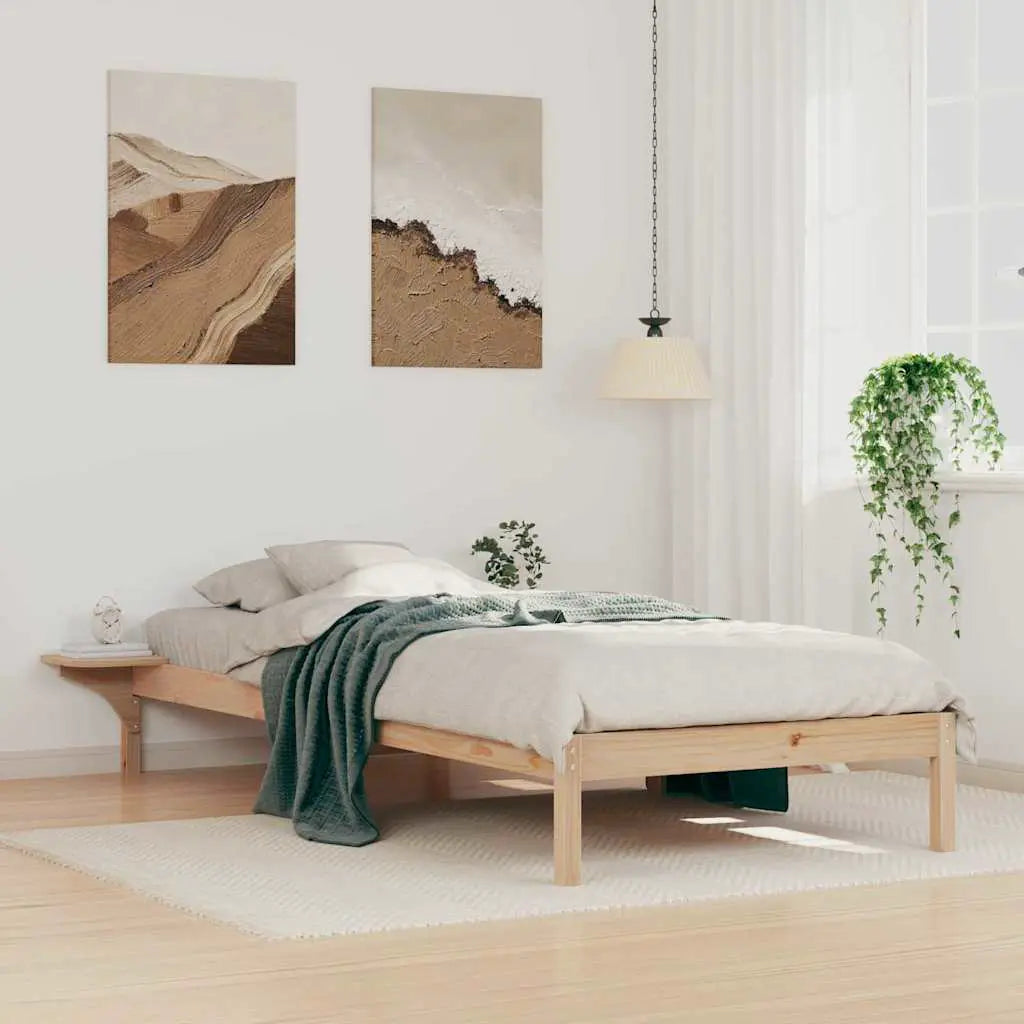 vidaXL Bed Frame with Side Tables Natural 80 x 210 cm Solid Pine Wood - from vidaXL