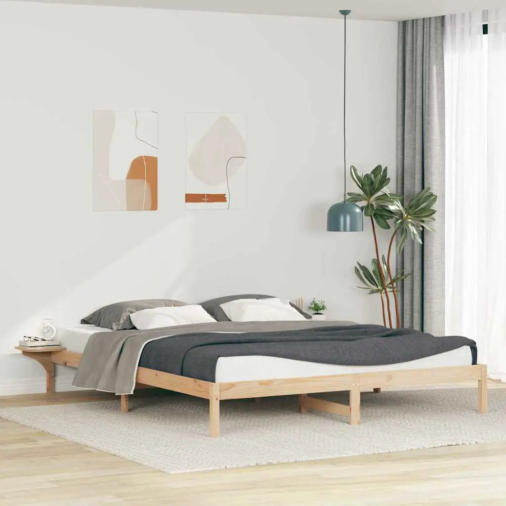 vidaXL Bed Frame with Side Tables Natural 80 x 210 cm Solid Pine Wood - from vidaXL