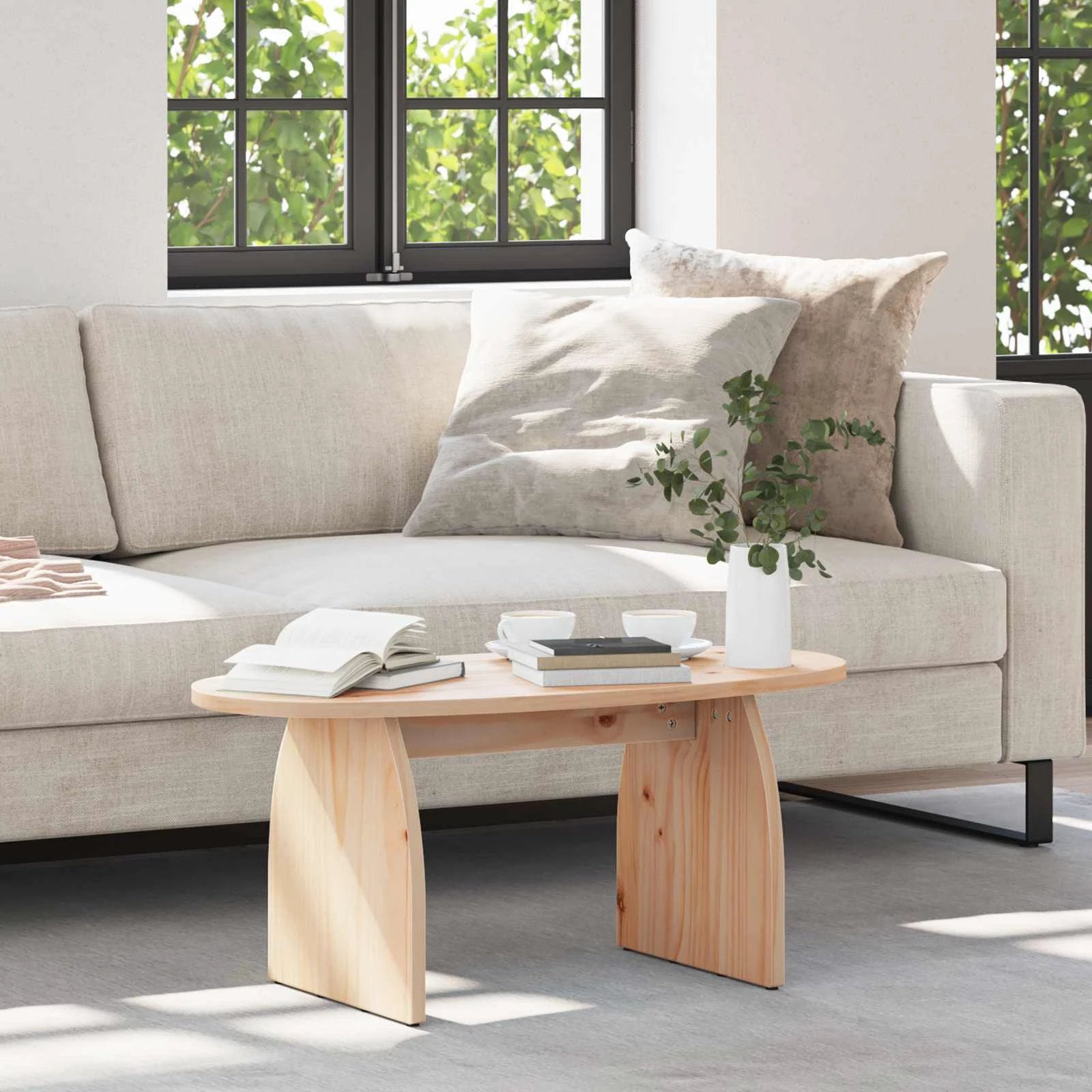 vidaXL vidaXL Rustic Oval Pine Coffee Table 80 Cm by 40 Cm by 35 Cm Solid Pine Wood for Living Room - Coffee Table