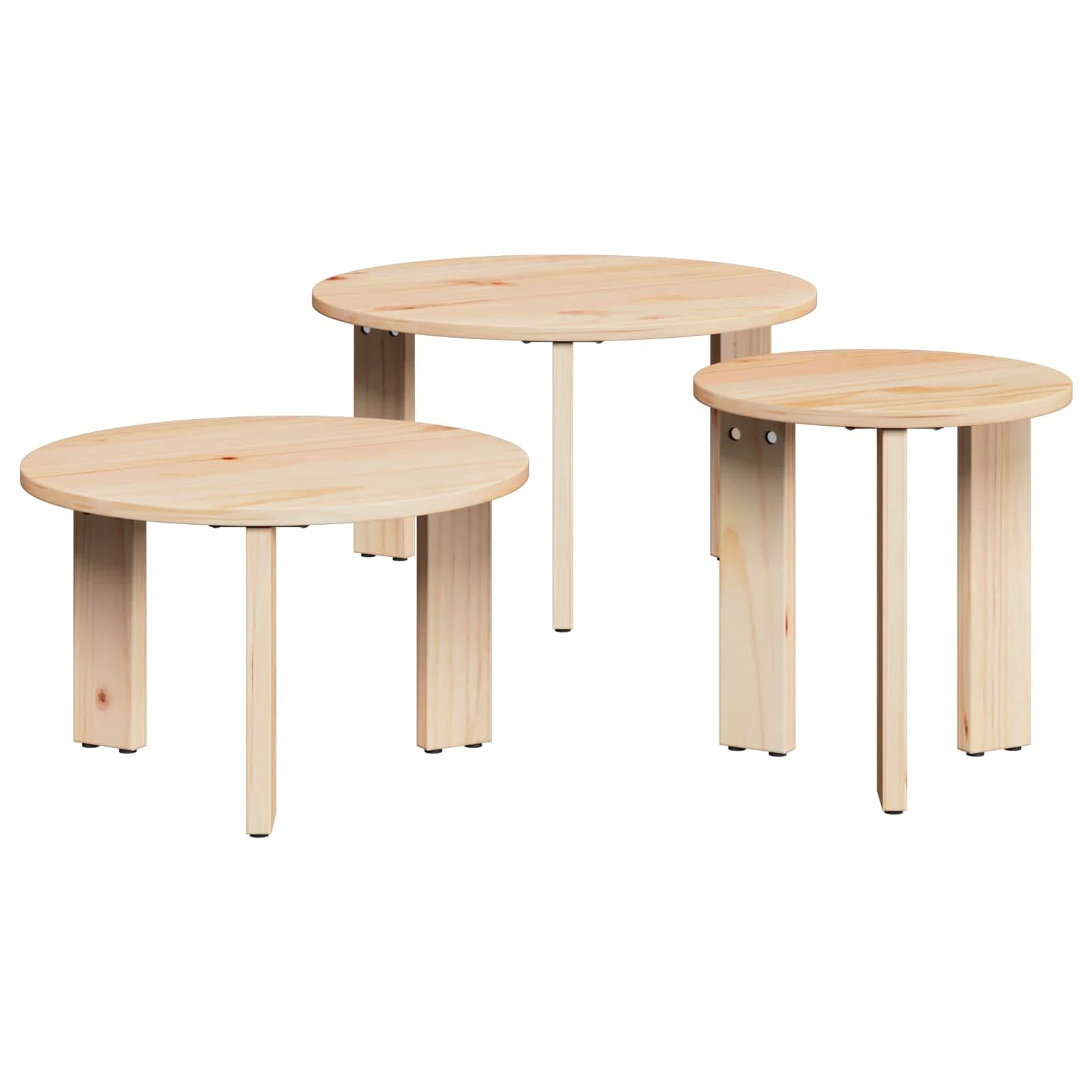 vidaXL vidaXL 3 Piece Solid Pine Coffee Tables Set Home - Coffee Table