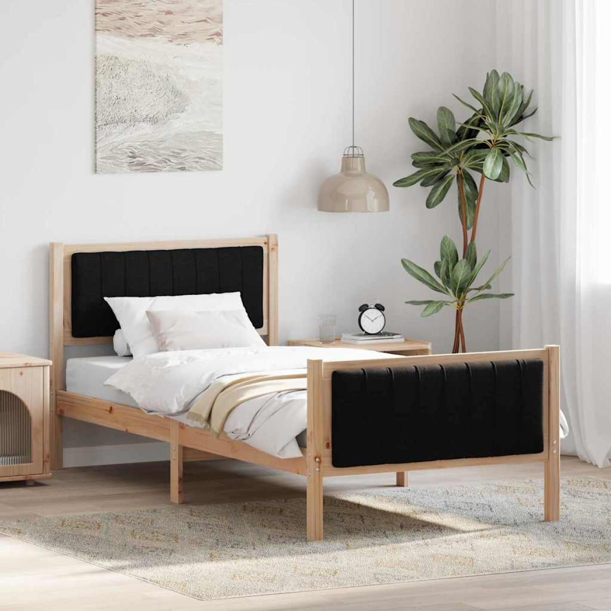vidaXL Bed frame Brown and light grey 90 x 200 cm Solid pine wood - from vidaXL