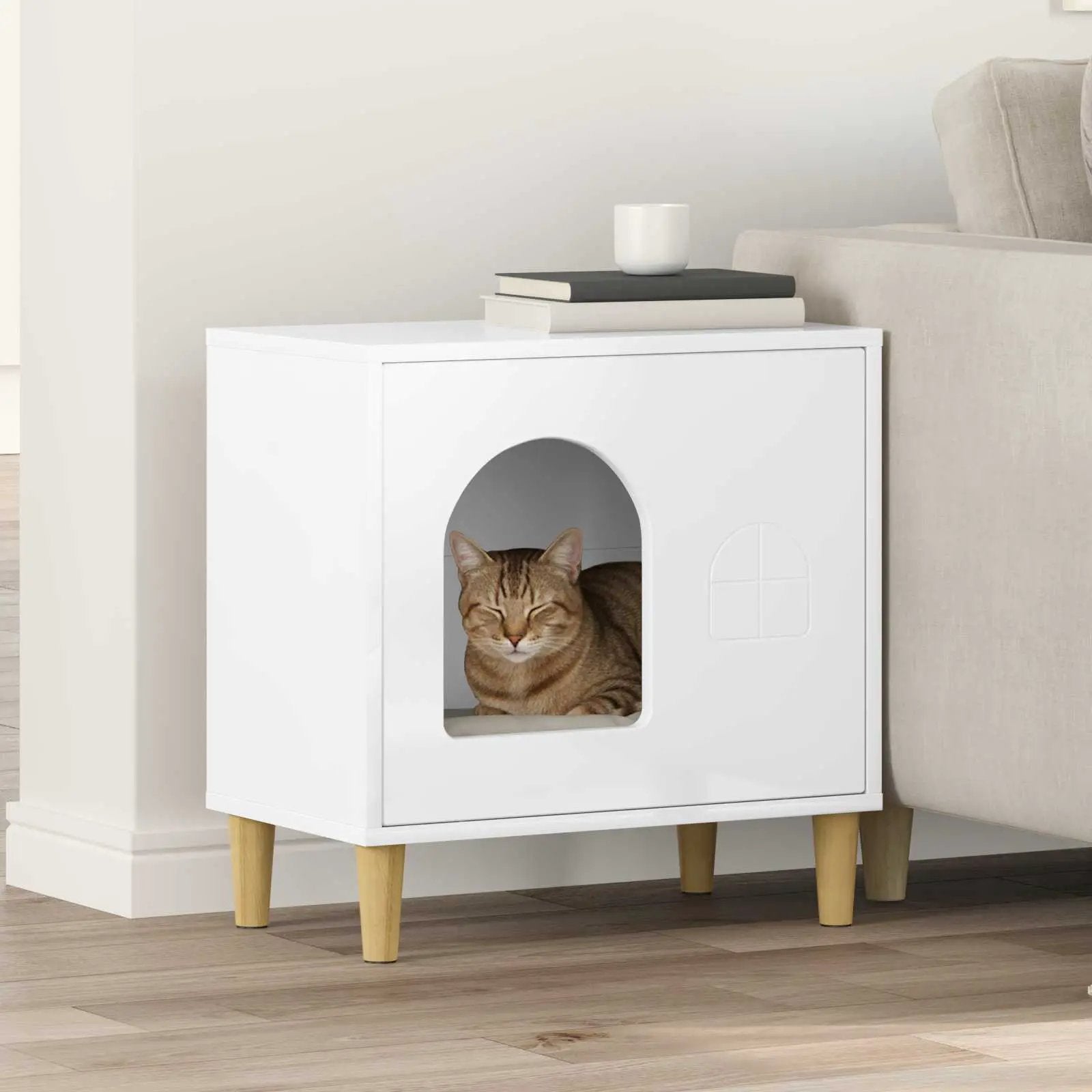 vidaXL vidaXL Cat House White 51 x 30 x 52 cm Engineered Wood - Cat House
