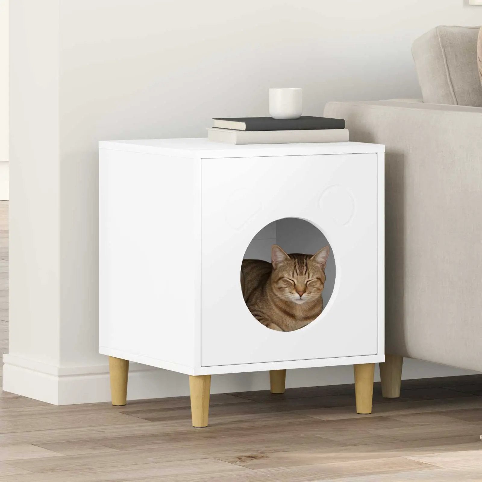 vidaXL vidaXL Cat House White 42.5 x 40 x 53 cm Engineered Wood - Cat House