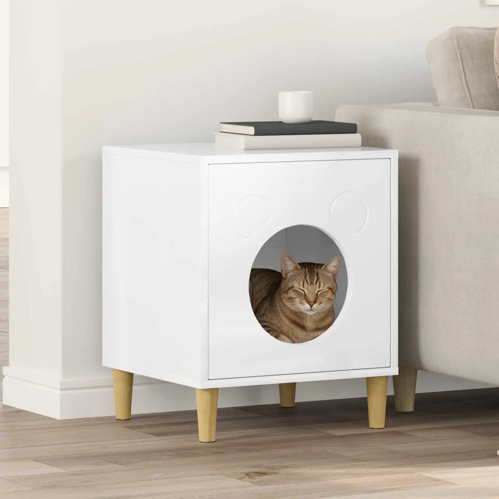 vidaXL vidaXL Cat House White 42.5 x 40 x 53 cm Engineered Wood - Cat House