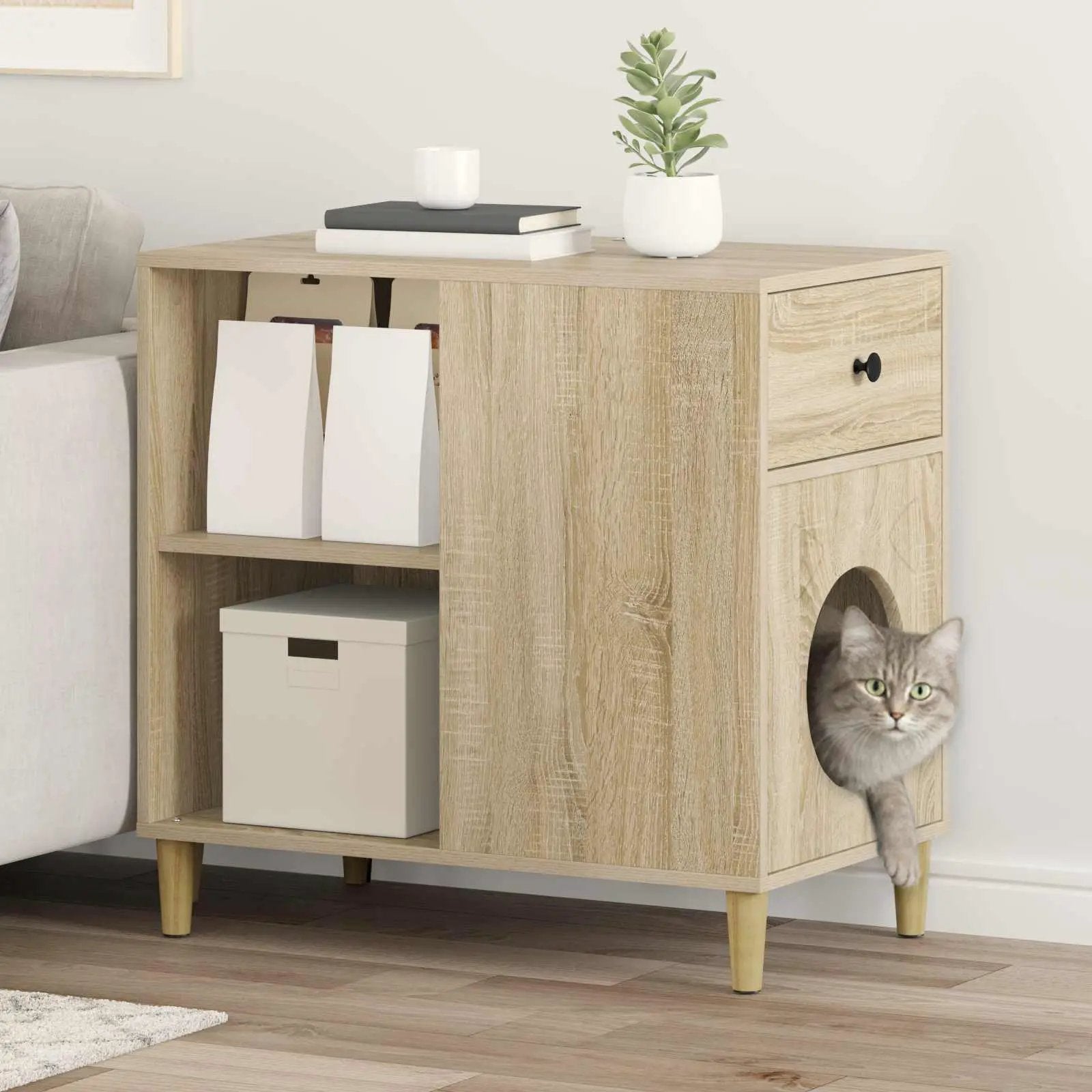 vidaXL vidaXL Cat House White 72 x 42.5 x 70 cm Engineered Wood - Cat House