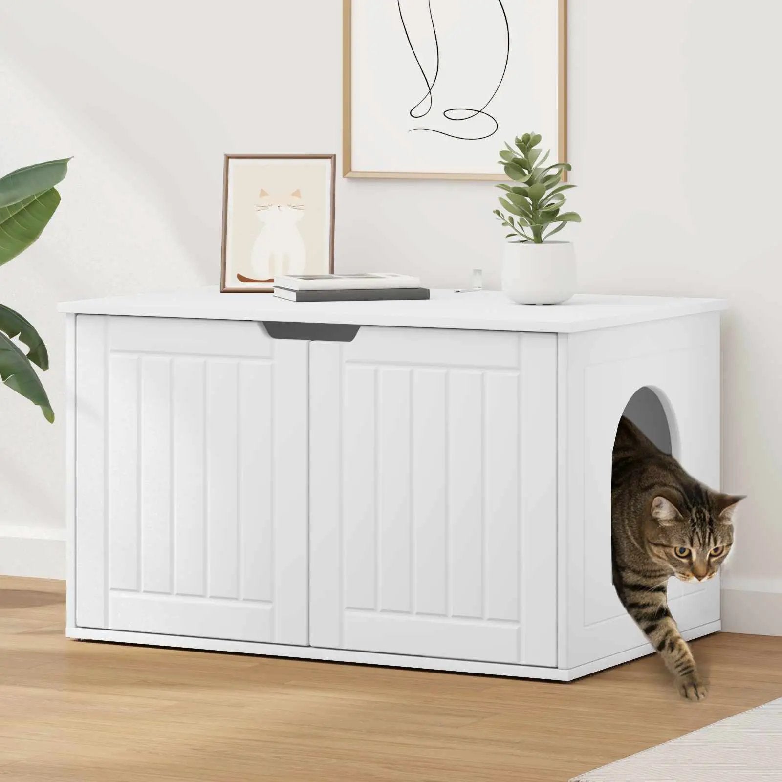 vidaXL vidaXL Cat House White 85 x 55 x 50.5 cm Engineered Wood - Cat House