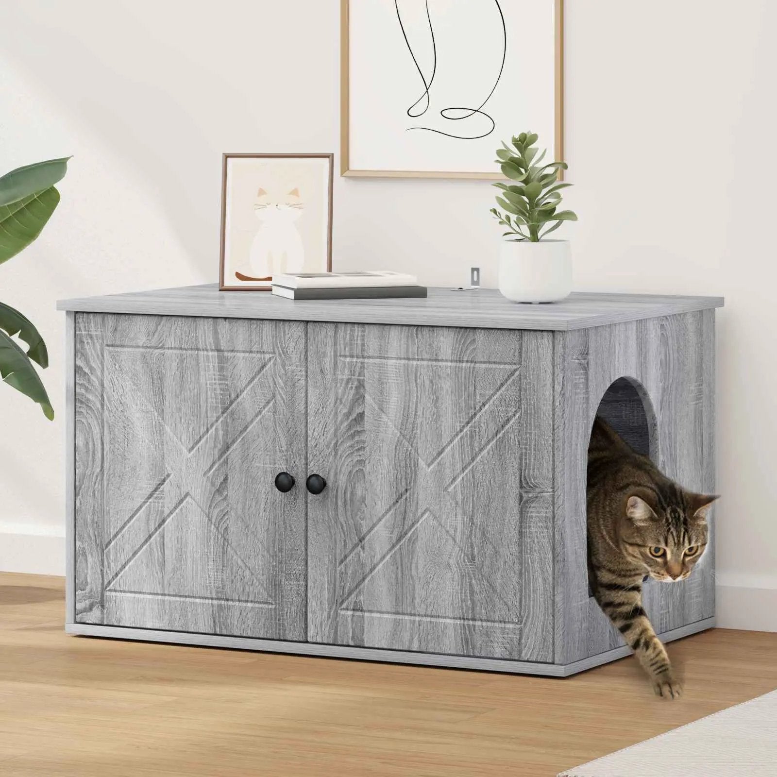 vidaXL vidaXL Cat House White 85 x 55 x 50.5 cm Engineered Wood - Cat House