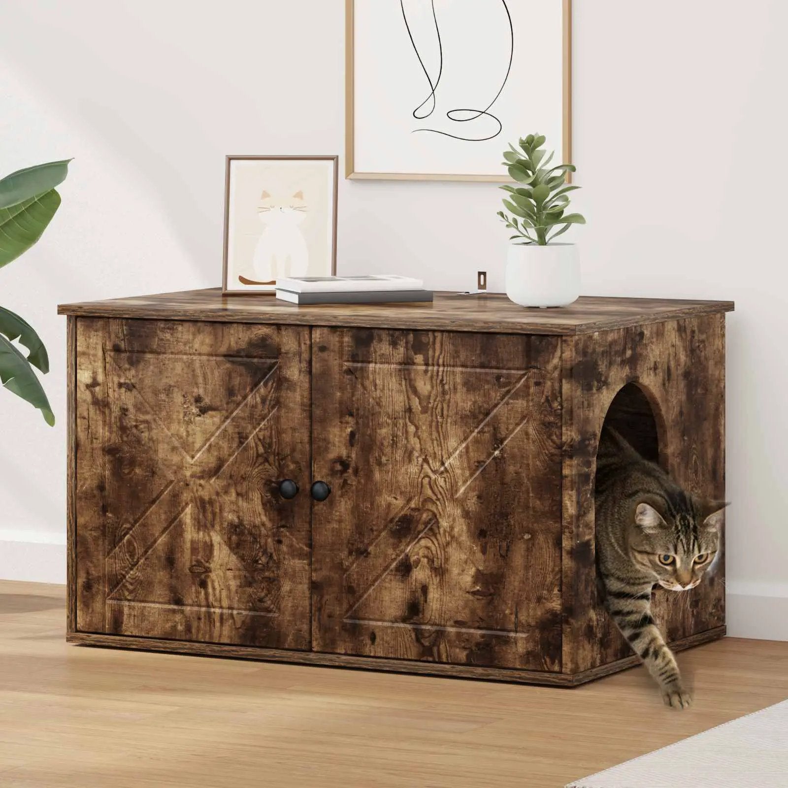 vidaXL vidaXL Cat House White 85 x 55 x 50.5 cm Engineered Wood - Cat House