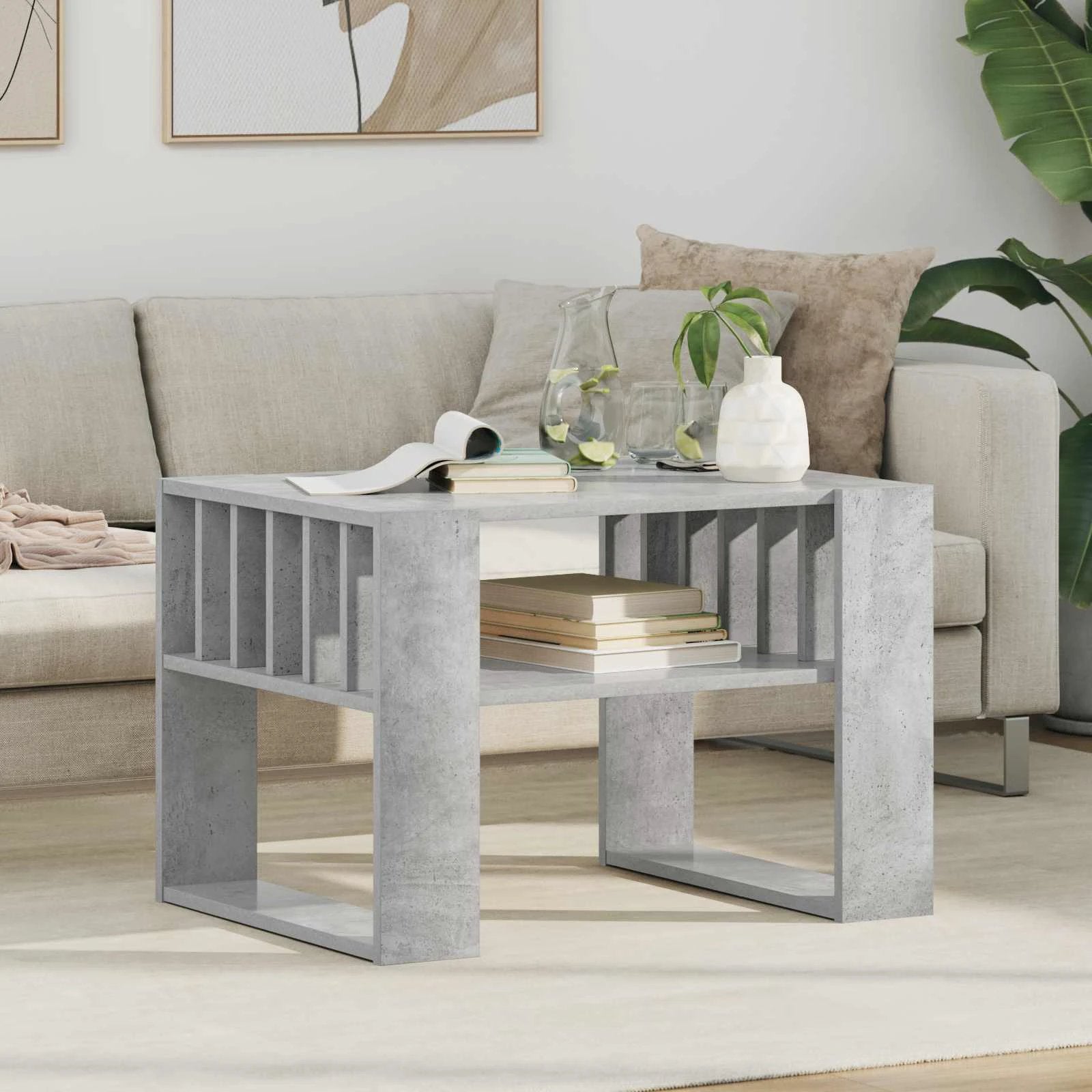 vidaXL Coffee Table 92x49.5x45 cm Engineered Wood Open Shelf Durable Rustic Finish For Living Room Decor by vidaXL
