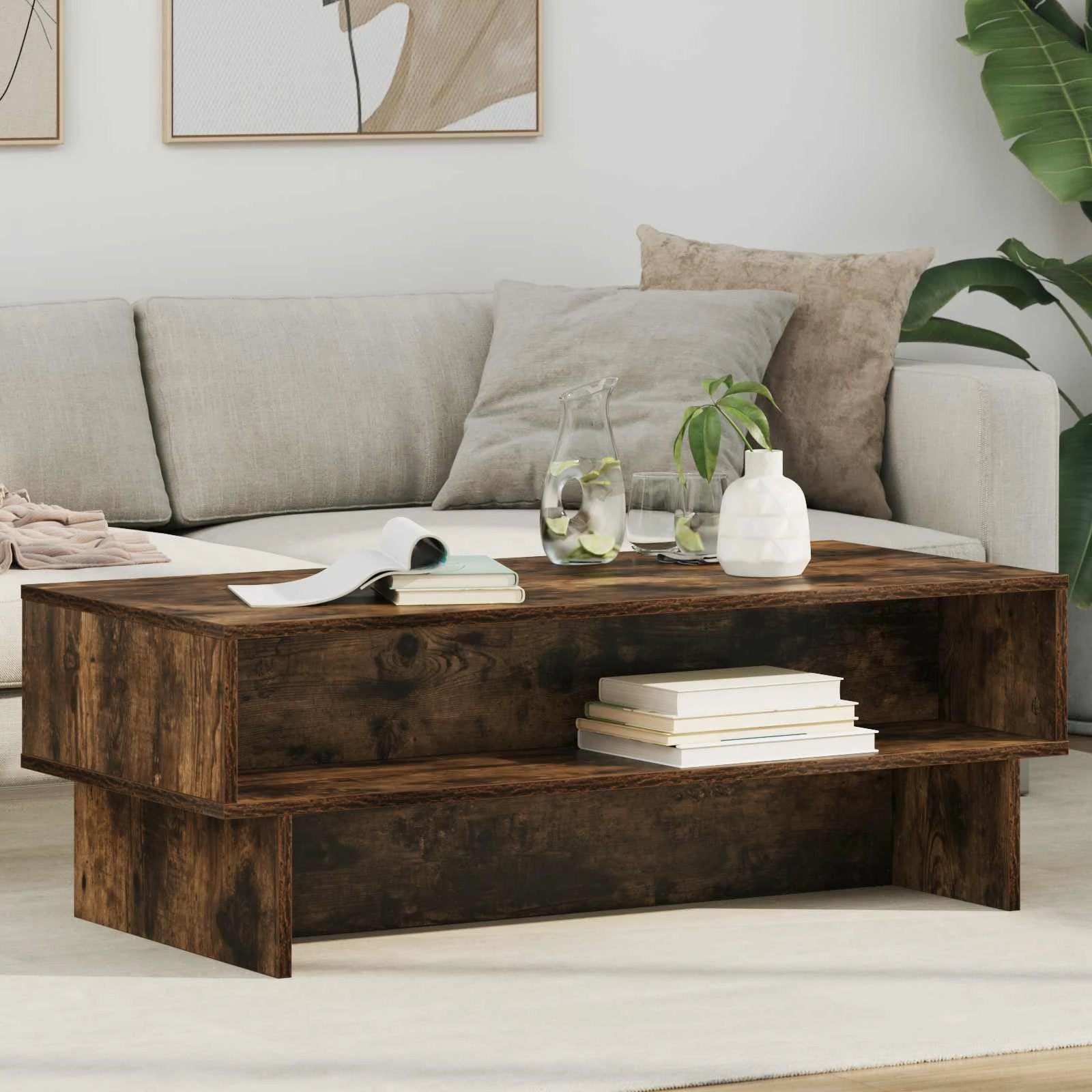 VidaXL Coffee Table 80x46x35cm White Wooden Home by vidaXL