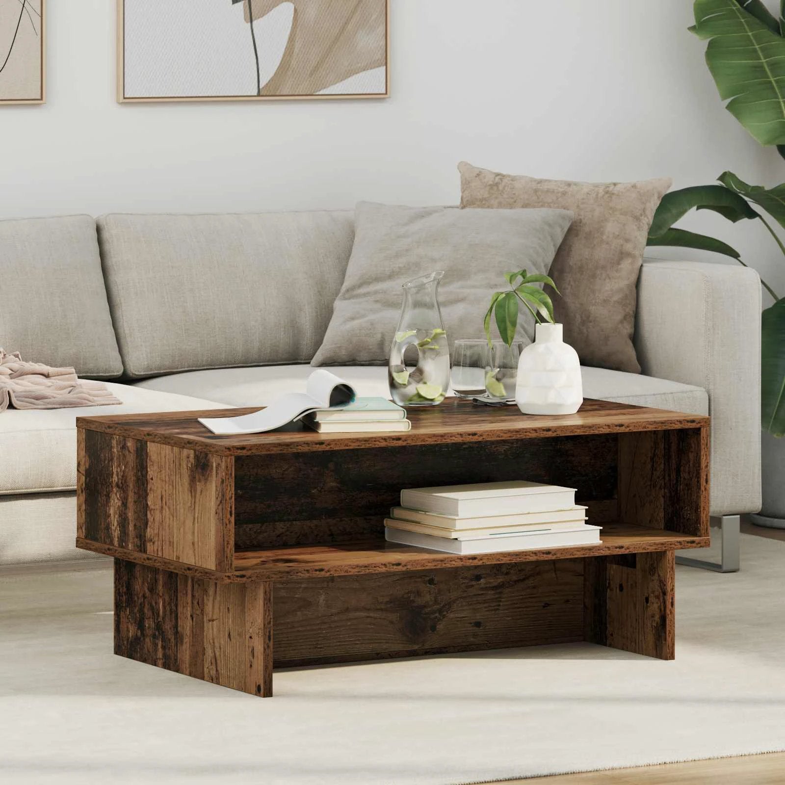 VidaXL Coffee Table 80x46x35cm White Wooden Home by vidaXL