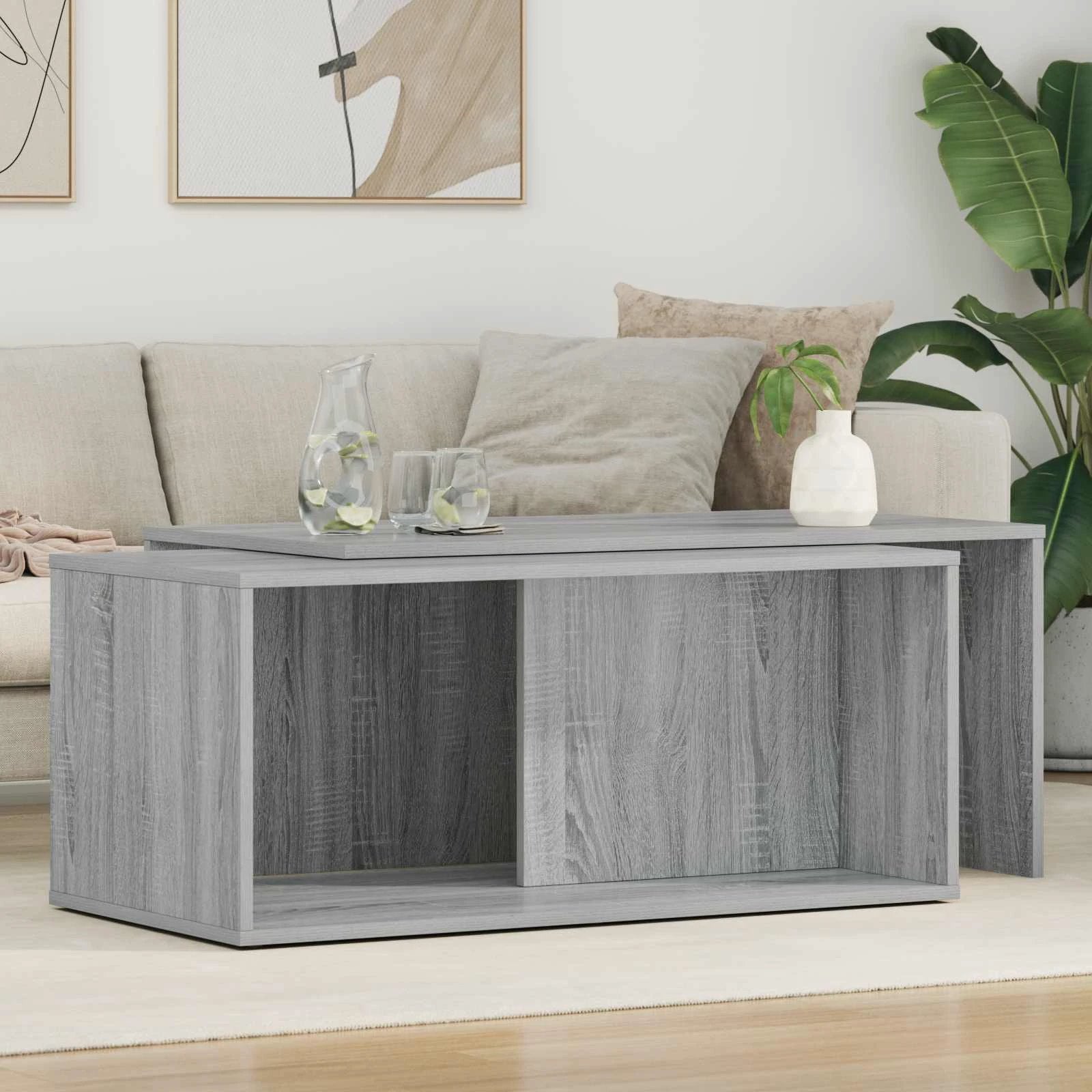 vidaXL VidaXL Coffee Table Set White Wood Modern - Coffee Table