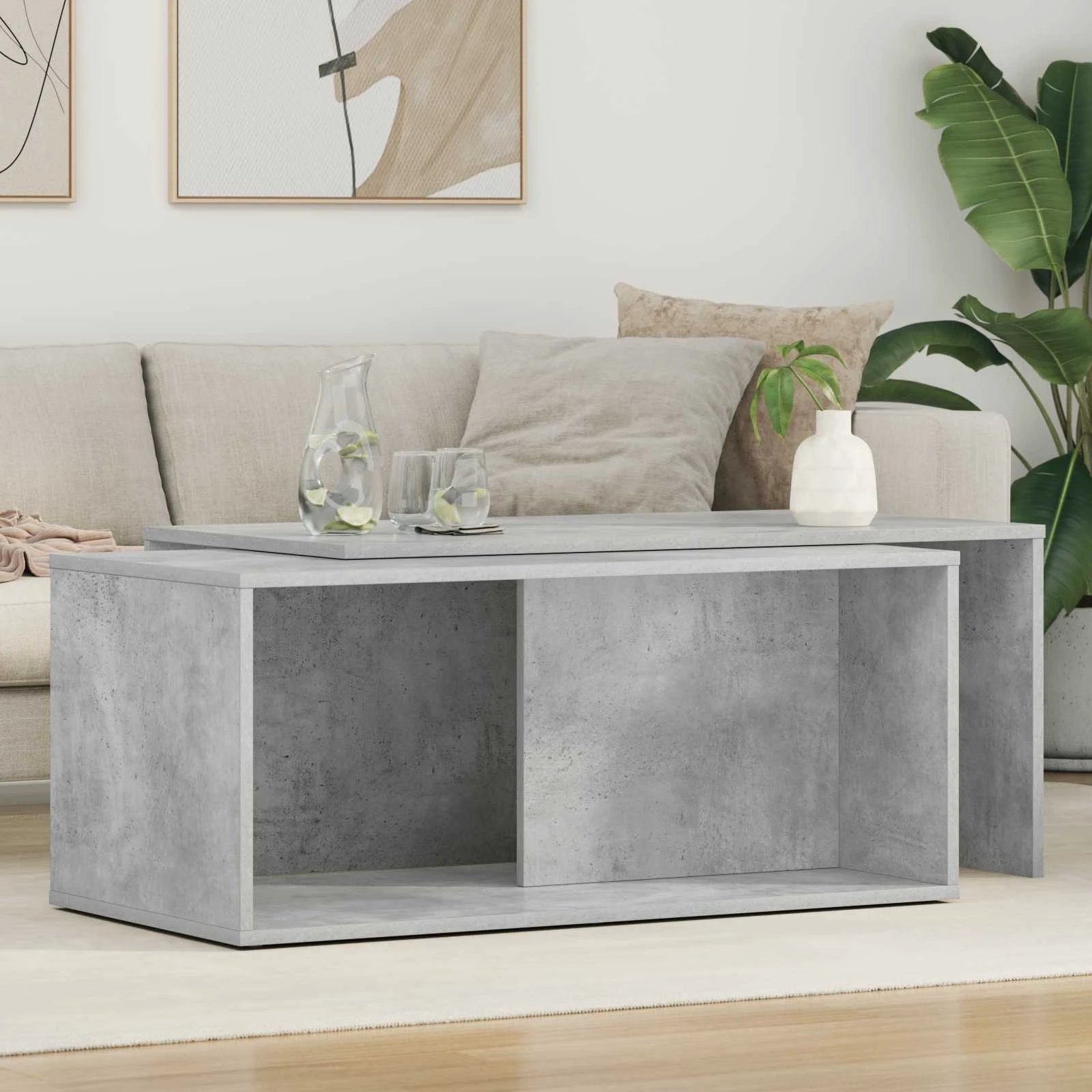 vidaXL VidaXL Coffee Table Set White Wood Modern - Coffee Table