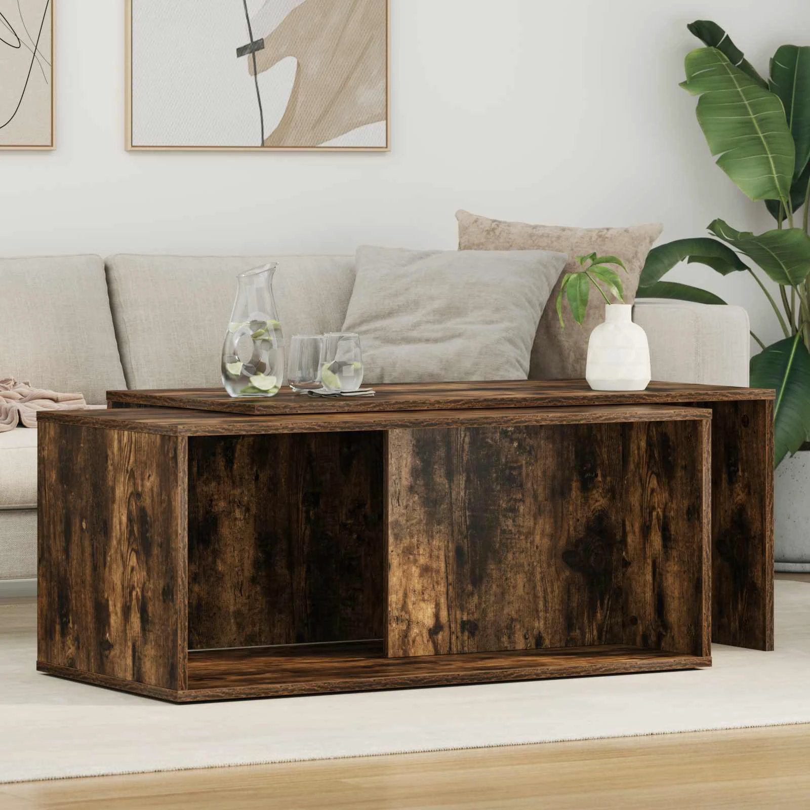 vidaXL VidaXL Coffee Table Set White Wood Modern - Coffee Table