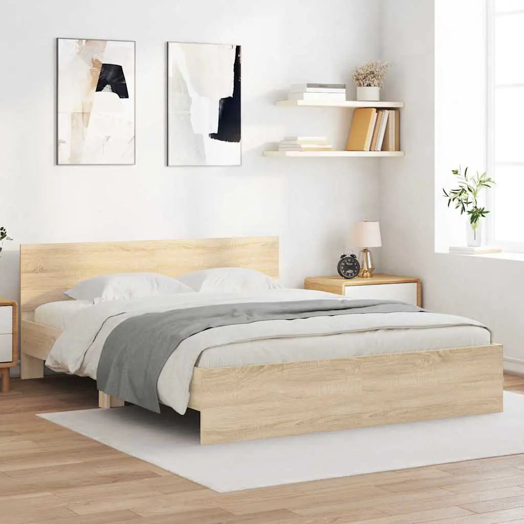 vidaXL Bed Frame with Headboard Old Wood 90 x 200 cm Engineered Wood - from vidaXL