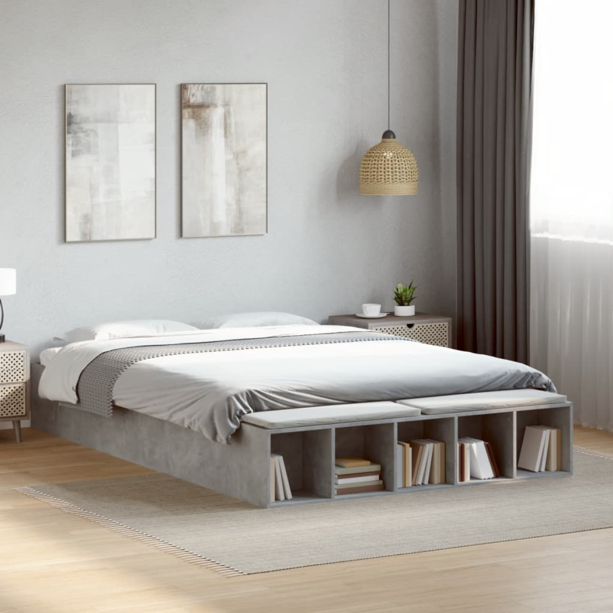 vidaXL Bed Frame without Mattress Grey Sonoma 90x190 cm Single - from vidaXL