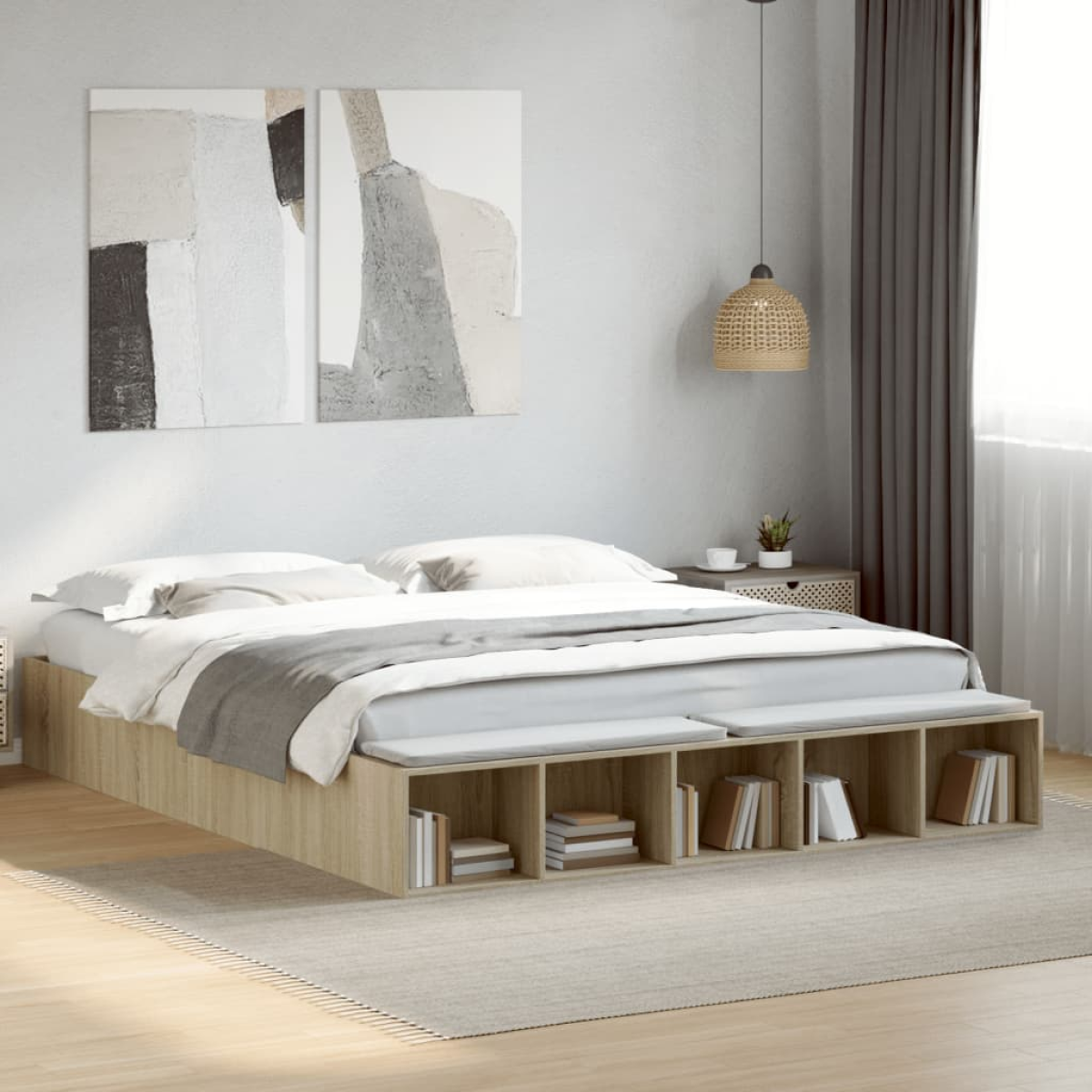 vidaXL Bed Frame without Mattress Grey Sonoma 90x190 cm Single - from vidaXL