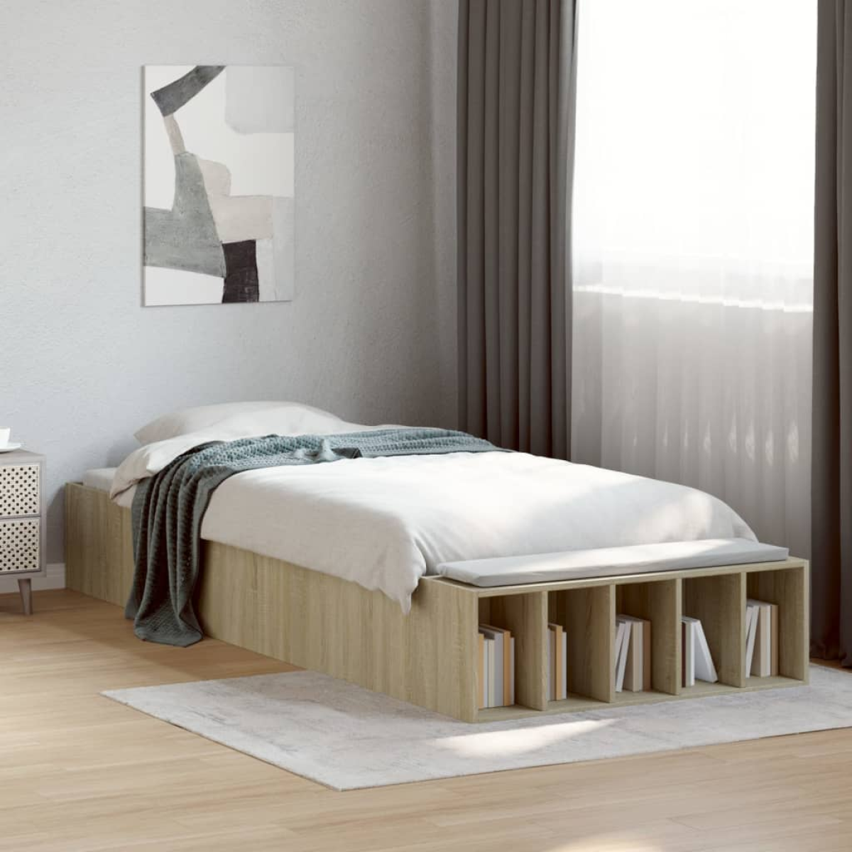 vidaXL Bed Frame without Mattress Grey Sonoma 90x190 cm Single - from vidaXL