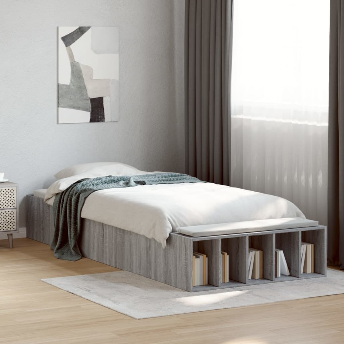 vidaXL Bed Frame without Mattress Grey Sonoma 90x190 cm Single - from vidaXL