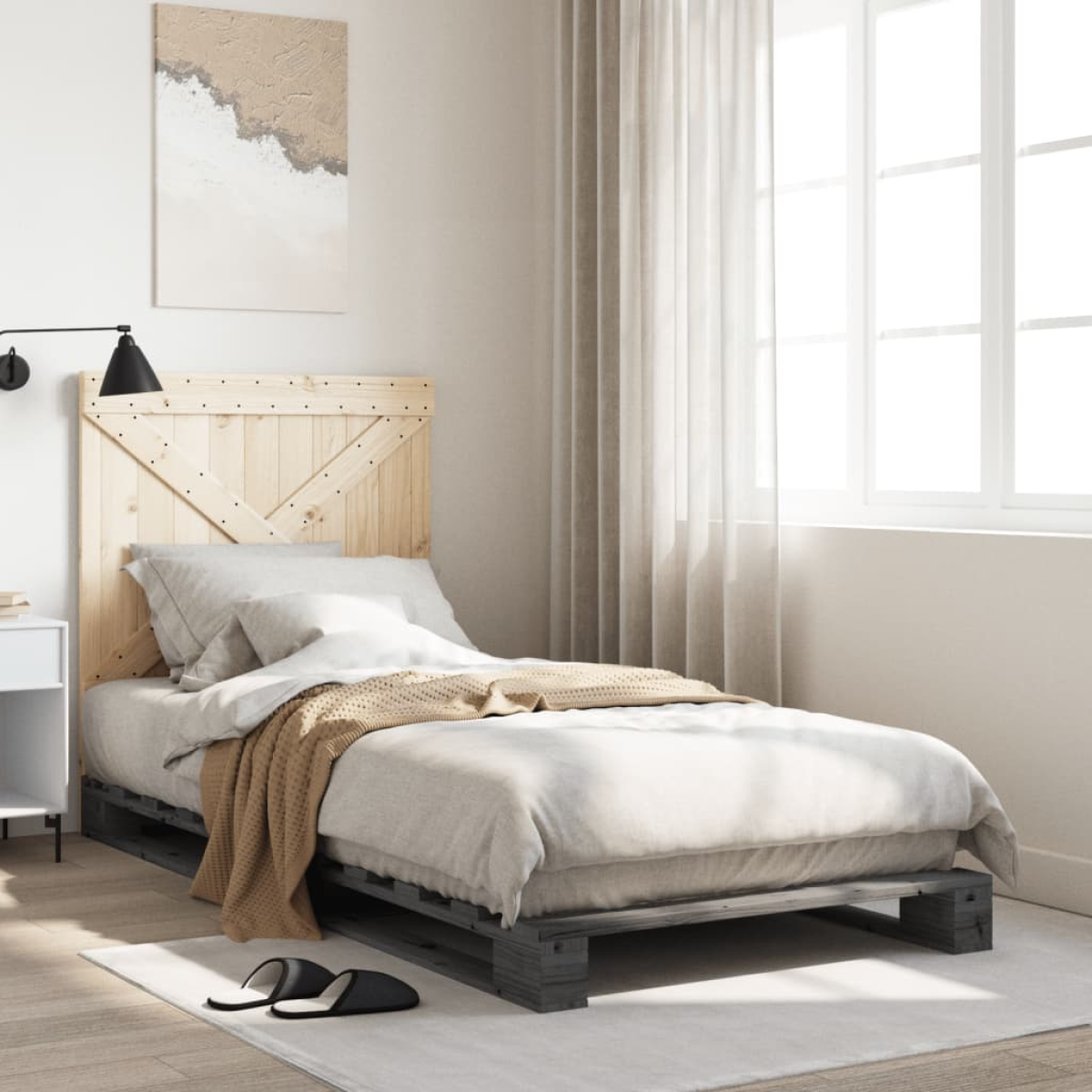 vidaXL Bed Frame | Natural Pine | Solid Pinewood | Single size | Durable - from vidaXL