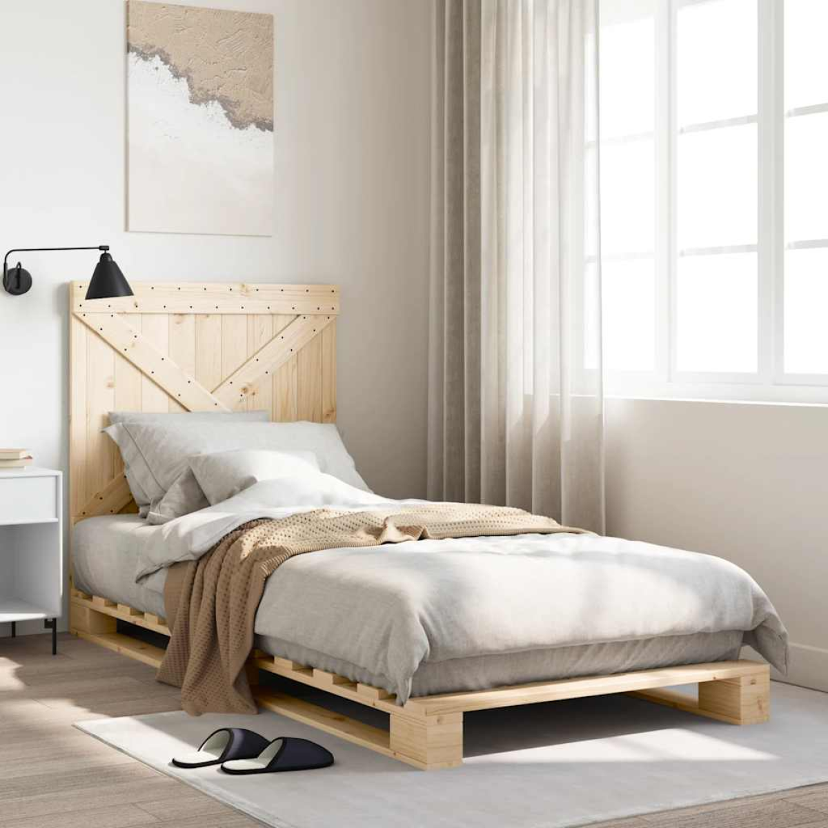 vidaXL Bed Frame | Natural Pine | Solid Pinewood | Single size | Durable - from vidaXL