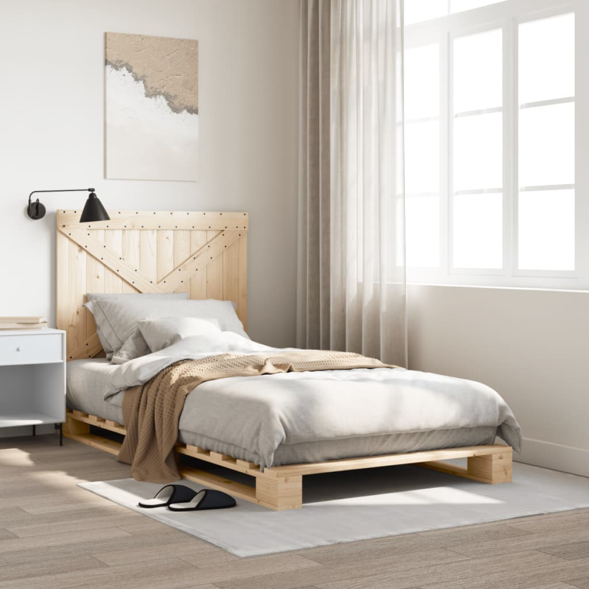 vidaXL Bed Frame | Natural Pine | Solid Pinewood | Single size | Durable - from vidaXL