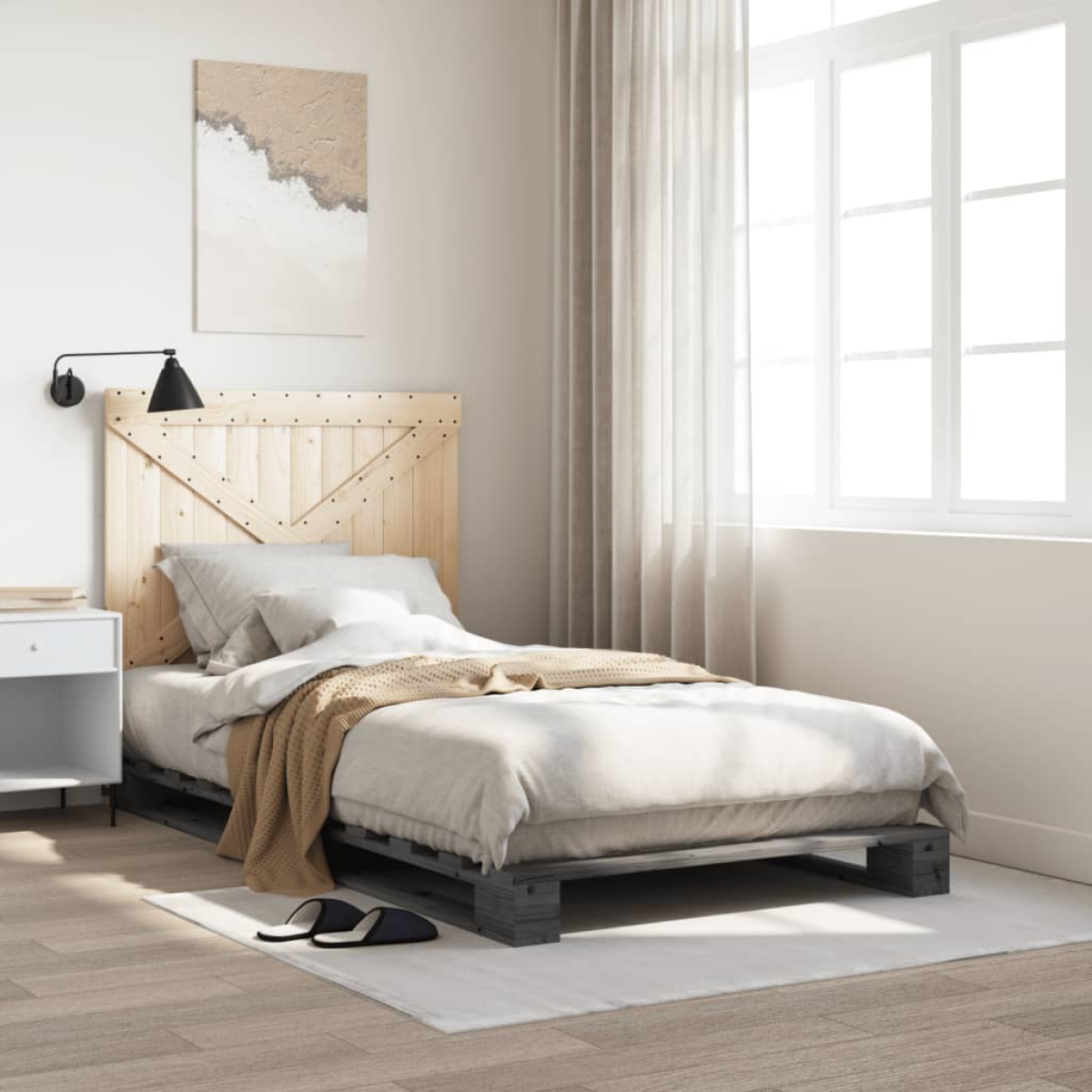 vidaXL Bed Frame | Natural Pine | Solid Pinewood | Single size | Durable - from vidaXL