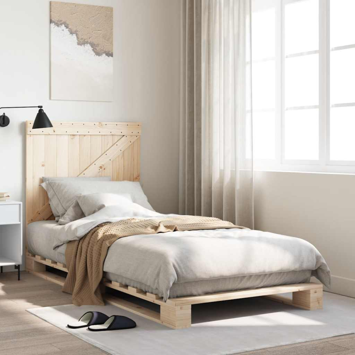 vidaXL Bed Frame | Natural Pine | Solid Pinewood | Single size | Durable - from vidaXL